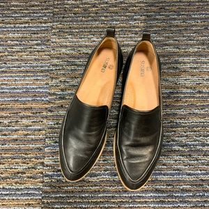 Black leather loafers